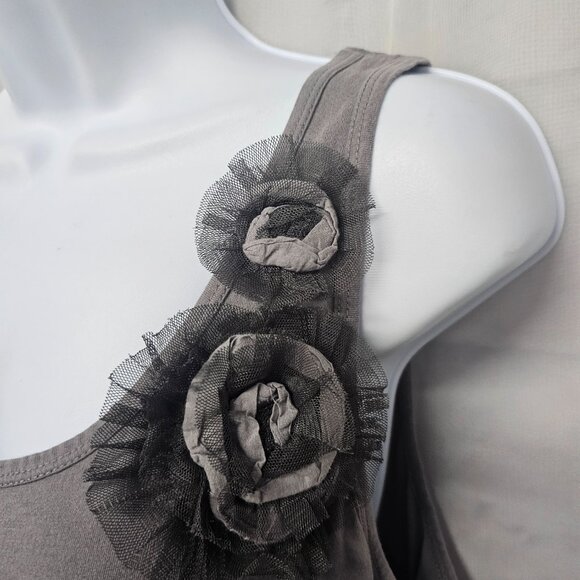 Old Navy Gray Y2K Tank Rosette Fairy Whimsigoth Goth Grunge Cami L - Picture 4 of 10